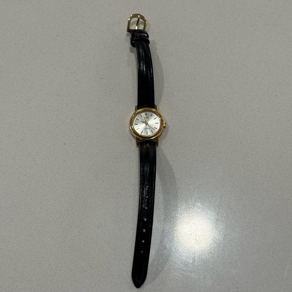 Casio black leather strap watch